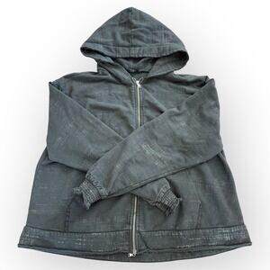 Baci Italy 100% Cotton Zip Hoodie Jacket Gray Metallic Sheen Size M‎